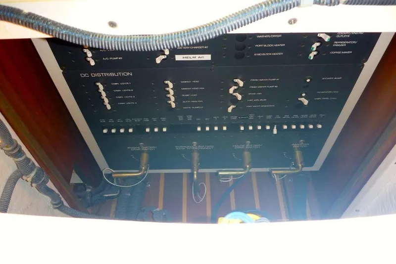 Slide: The Image of Electrical panel of 2006 Tiara 44' Sovran yacht, showing DC distribution and wiring. - 35
