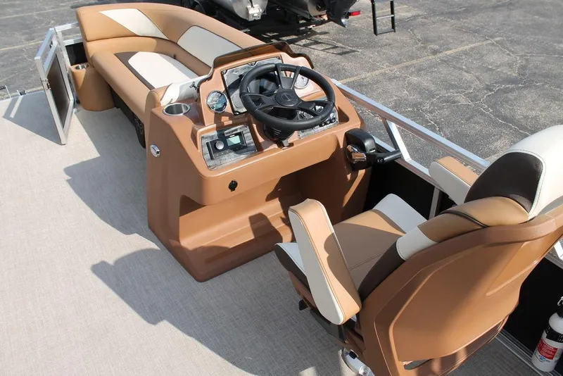 Slide: The Image of 2026 Avalon Venture Cruise Rear Bench 23 with tan and white upholstery. - 13