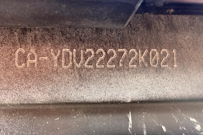 Slide: The Image of 2021 Sea-Doo GTI SE 130 hull identification number (HIN) close-up. - 10