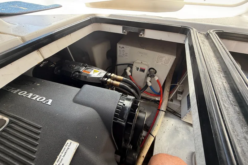 Slide: The Image of Engine compartment of 2002 Four Winns 328 Vista with Volvo Penta engine. - 63