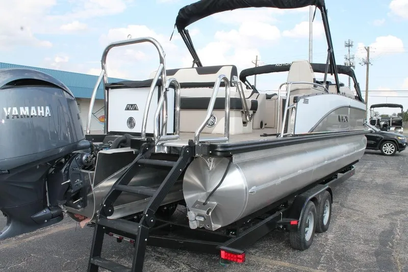 Slide: The Image of 2026 Avalon Catalina Cruise 23' pontoon boat with Yamaha engine on trailer. - 10