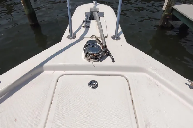 Slide: The Image of Bow of 2003 Mainship 34 PILOT boat with anchor and winch system. - 10