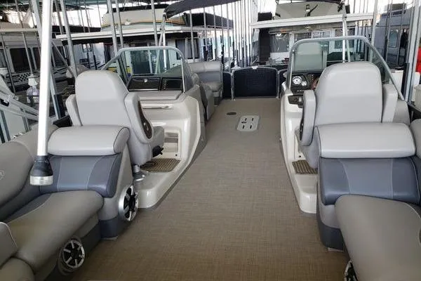 Slide: The Image of Interior of 2014 Premier Yachts 250 S-Series RF, featuring luxurious seating and modern design. - 13