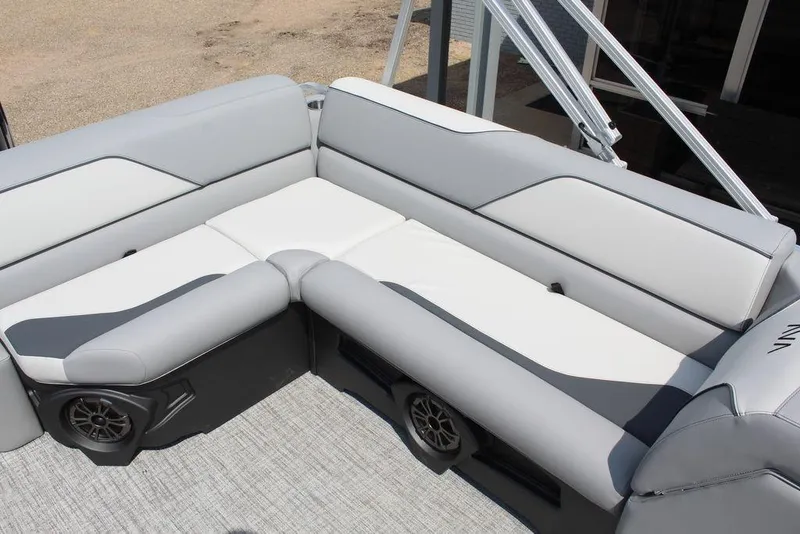 Slide: The Image of 2026 Avalon LSZ Cruiser Rear Bench 23 with sleek gray and white seating design. - 14