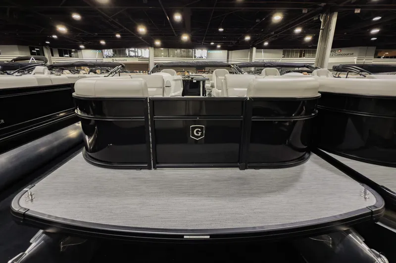 Slide: The Image of 2026 Godfrey Sweetwater Xperience 20' Split Bench Pontoon, sleek design, spacious seating. - 28