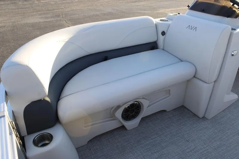 Slide: The Image of 2026 Avalon VLS QUAD LOUNGER 21 boat seat with cup holder and speaker. - 15