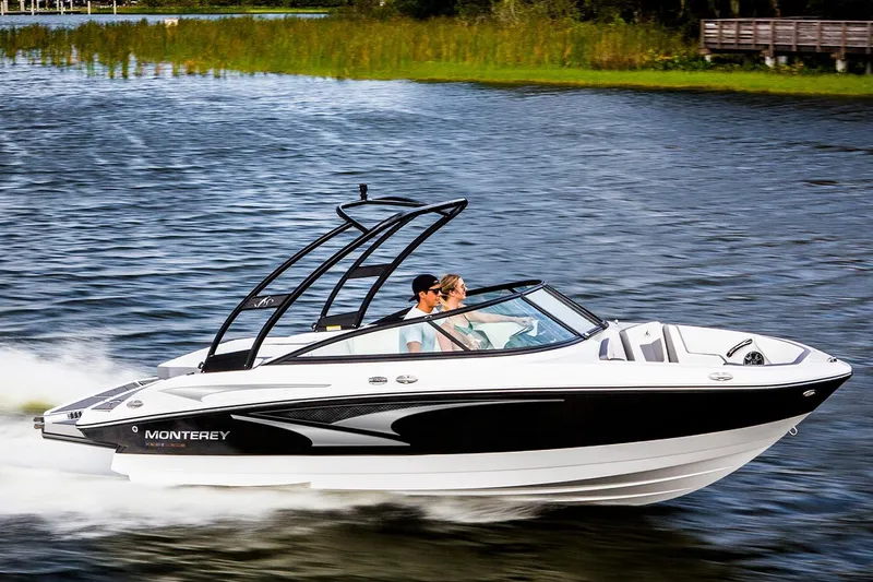 The Image of Manufacturer Provided Image: 2026 Monterey M-20 boat cruising on a lake with two passengers. - 1