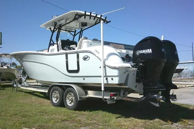 Slide: The Image of 2021 Sea Fox 288 Commander boat on trailer with dual Yamaha engines. - 11