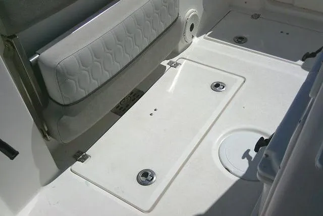 Slide: The Image of 2021 Sea Fox 288 Commander boat interior with storage compartments and seating. - 57