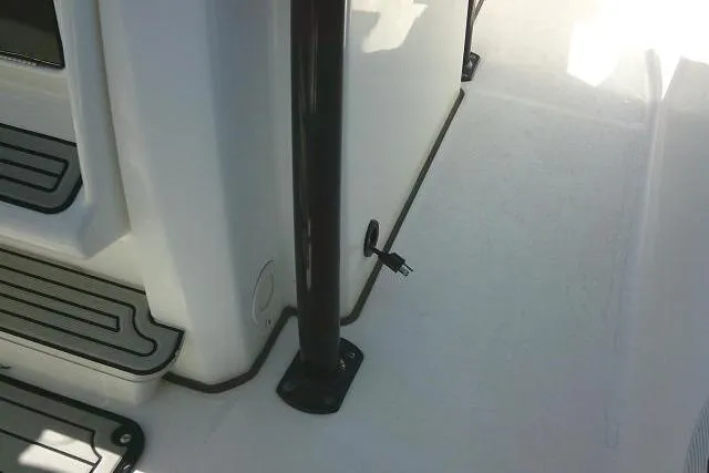 Slide: The Image of 2021 Sea Fox 288 Commander boat deck with black railing and step detail. - 60