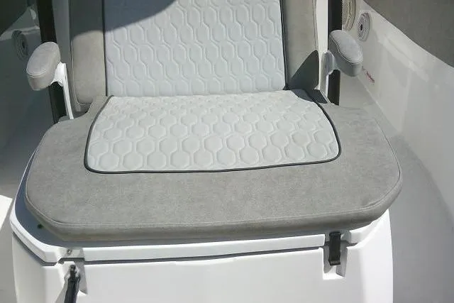 Slide: The Image of 2021 Sea Fox 288 Commander boat seat with gray cushioned upholstery. - 71