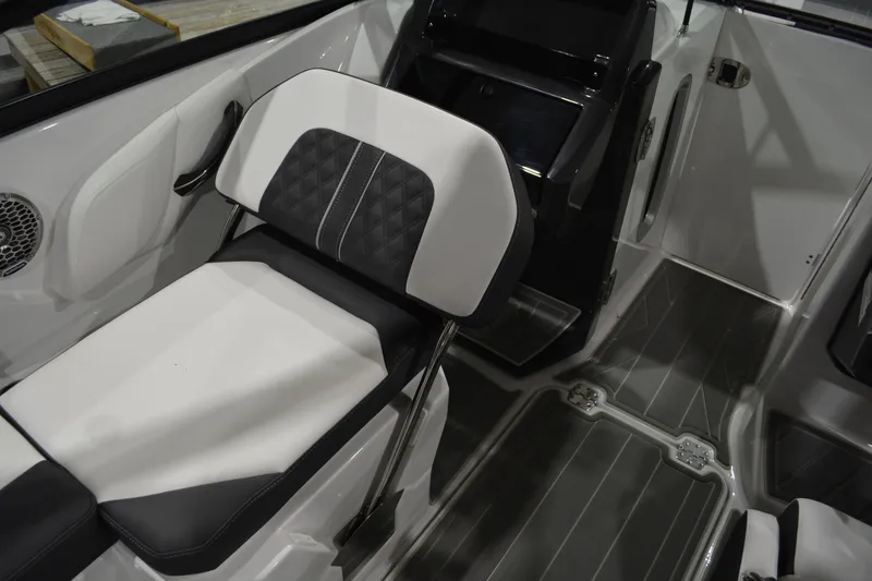 Slide: The Image of 2026 Monterey M-45 boat interior with sleek seating and modern design. - 17