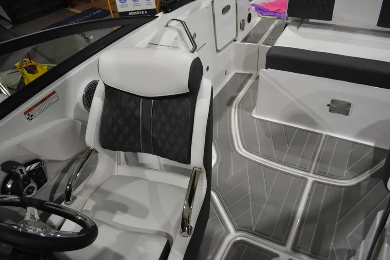 Slide: The Image of Interior of 2026 Monterey M-45 boat featuring sleek seating and modern design elements. - 26