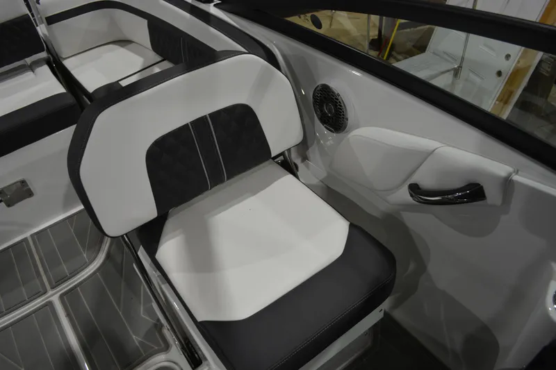 Slide: The Image of 2026 Monterey M-45 boat interior with sleek seating and modern design elements. - 27