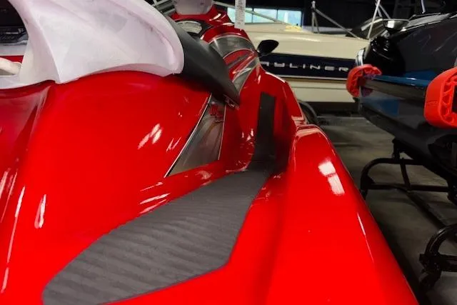Slide: The Image of Red 2005 Yamaha WaveRunner VX 110 jet ski in showroom, side view. - 8