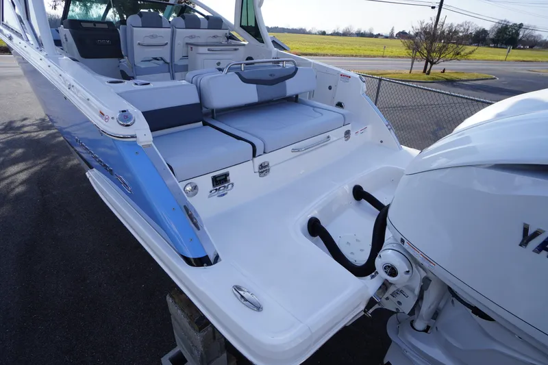 Slide: The Image of 2026 Chaparral 280 OSX boat with Yamaha engine, featuring spacious seating and sleek design. - 59