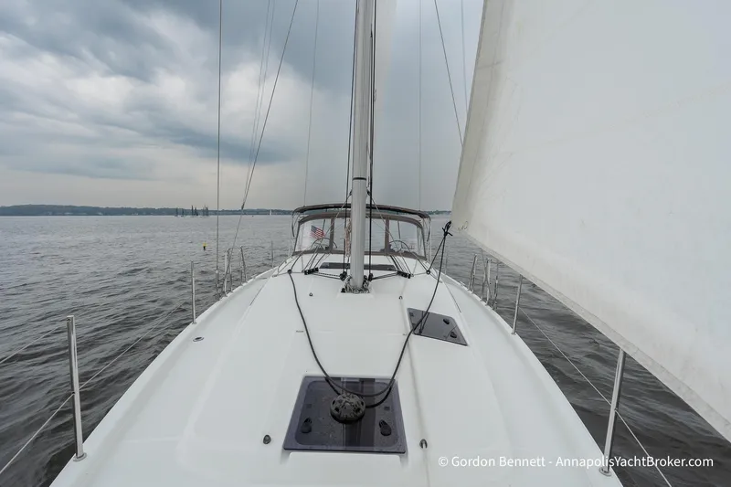Slide: The Image of Jeanneau Sun Odyssey 410 sailing on a cloudy day, 2022 model. - 22