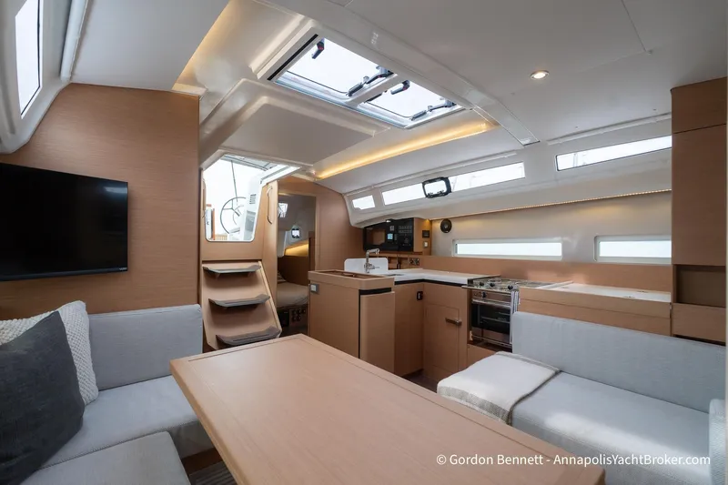Slide: The Image of Modern interior of 2022 Jeanneau Sun Odyssey 410 yacht with sleek design and natural lighting. - 35