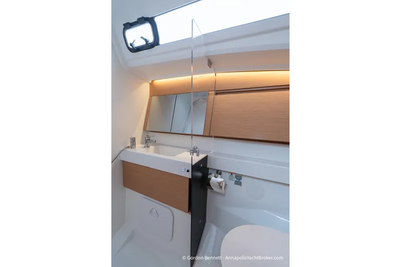 Slide: The Image of Modern bathroom interior of 2022 Jeanneau Sun Odyssey 410 yacht. - 60