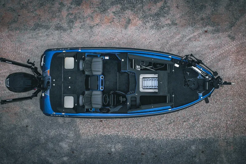 Slide: The Image of 2024 Skeeter ZXR20 boat, aerial view, showcasing seating and deck layout. - 3