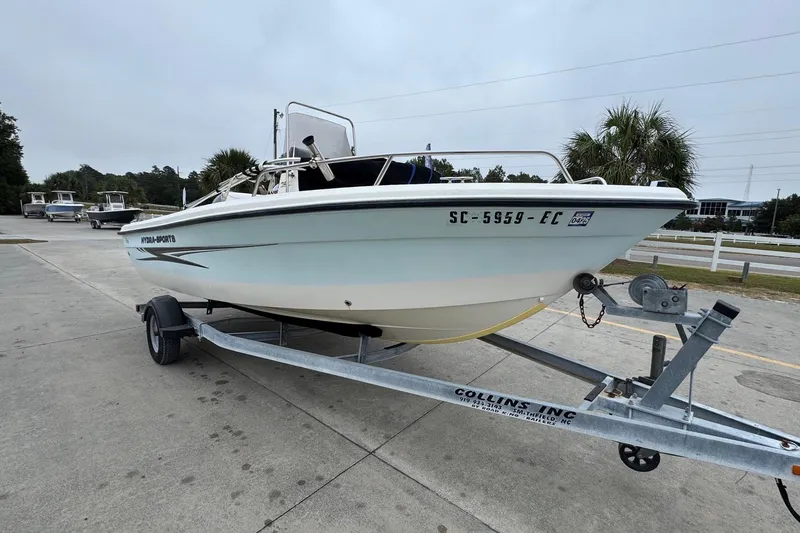 Slide: The Image of 2007 Hydra-Sports Lightning 180 CC boat on trailer in parking lot. - 6