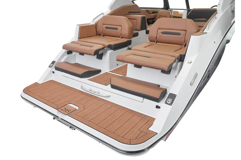 Slide: The Image of Manufacturer Provided Image: 2026 Yamaha Boats 295SD interior with luxurious tan seating and sleek design. - 7