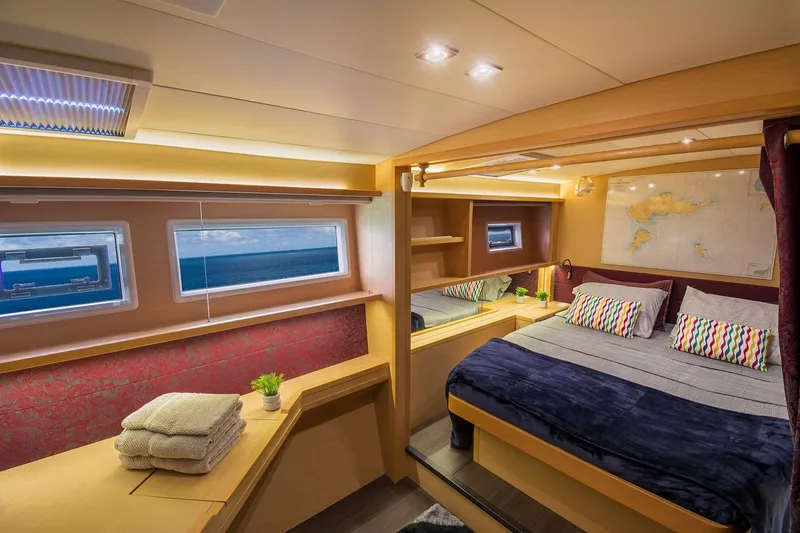 Slide: The Image of Modern bathroom interior on 2017 Lagoon 52 F yacht, featuring sink and shower. - 35