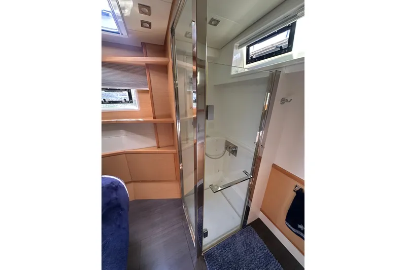 Slide: The Image of Modern bathroom interior of 2017 Lagoon 52 F yacht with sink and mirror. - 38