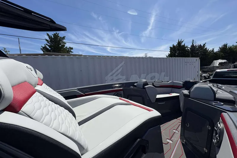 Slide: The Image of 2026 Sunsation 32 CCX boat interior with luxurious seating and modern design. - 17