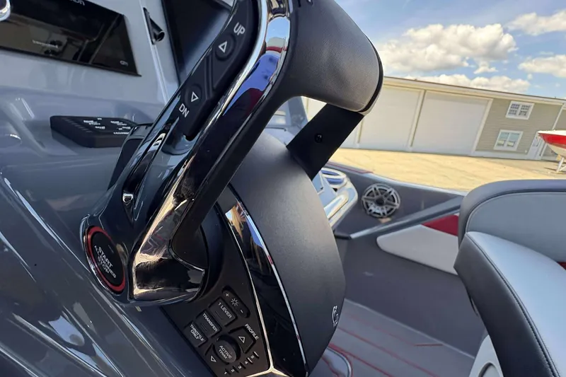 Slide: The Image of Close-up of 2026 Sunsation 32 CCX boat controls with sleek design and modern features. - 28