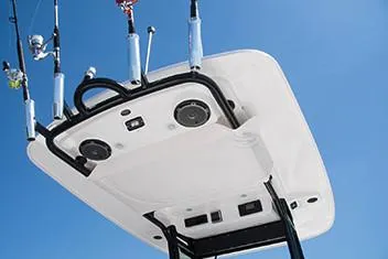 Slide: The Image of Manufacturer Provided Image: Everglades 273 Center Console 2020 boat with fishing rods and speakers. - 14