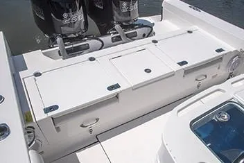 Slide: The Image of Manufacturer Provided Image: 2020 Everglades 273 Center Console boat with dual 250 HP engines and storage compartments. - 15