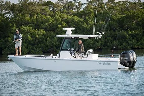 Slide: The Image of Manufacturer Provided Image: 2020 Everglades 273 Center Console boat on water with two people fishing. - 4