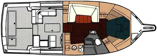 Slide: The Image of Interior of 1996 Tiara Yachts 3700 Open with TV and wood paneling. - 42