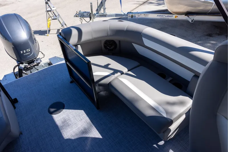 Slide: The Image of Premier 200 Sunscape RF 2026 boat interior with Yamaha 115 engine, featuring gray seating. - 7