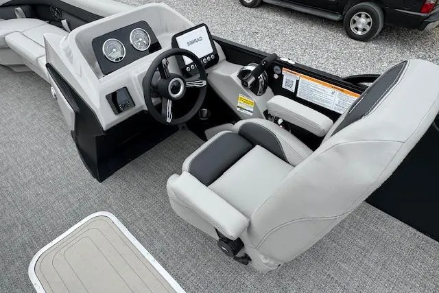 Slide: The Image of Captain's helm of 2026 Barletta ARIA 24 UC pontoon boat with modern controls. - 18