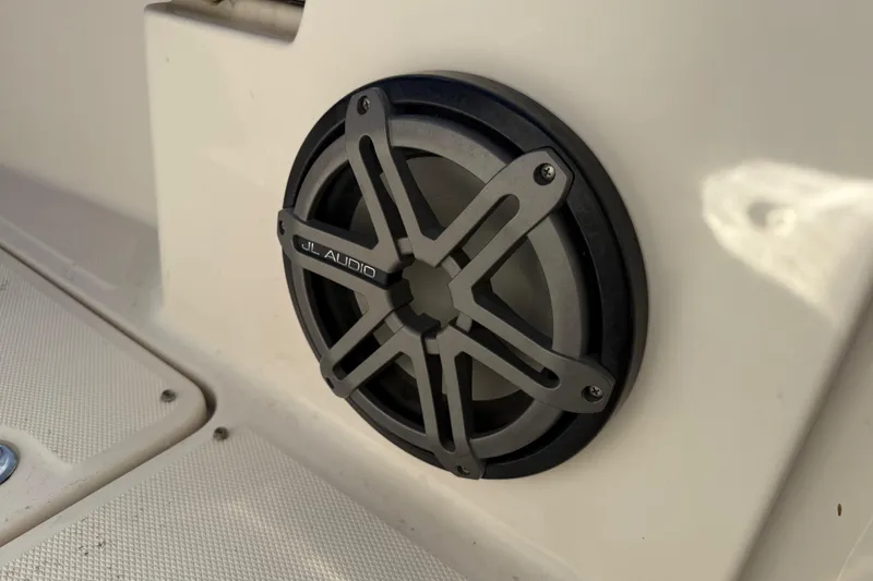Slide: The Image of JL Audio speaker on 2014 Sea Ray 240 Sundeck Outboard boat. - 23