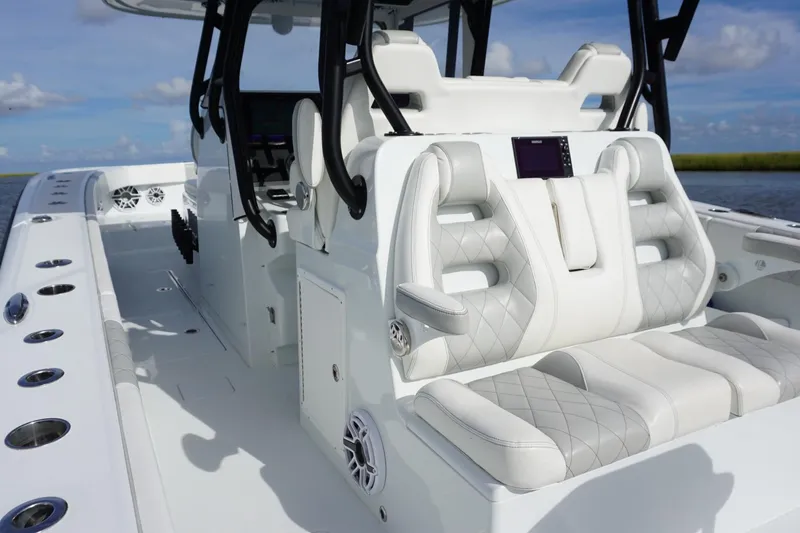 Slide: The Image of Luxurious interior of 2022 Freeman 37VH boat with plush seating and modern design. - 32