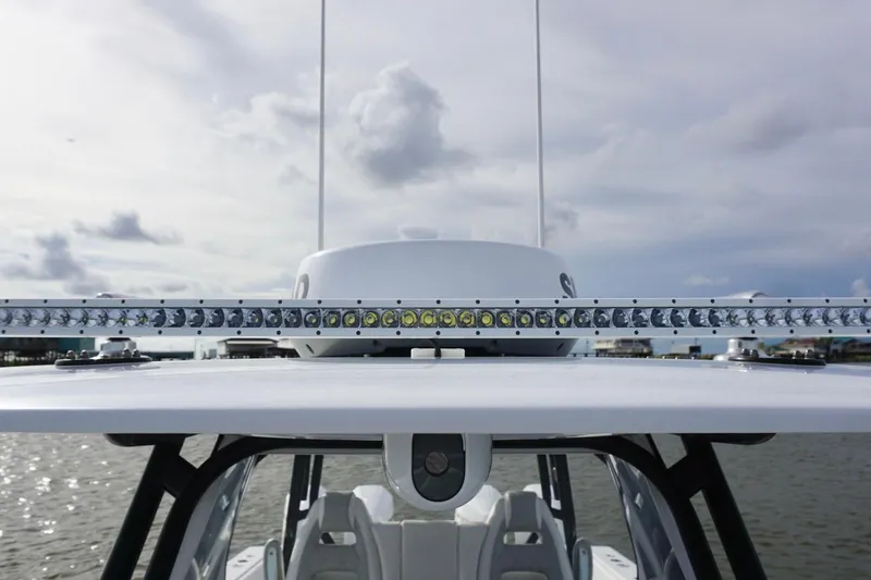 Slide: The Image of 2022 Freeman 37VH boat with LED light bar on open water. - 39