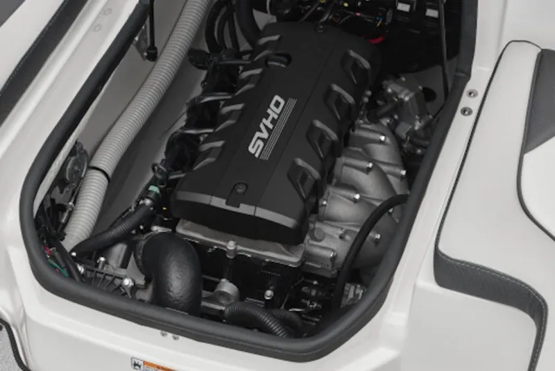 Slide: The Image of Engine compartment of 2026 Yamaha Boats 195S, featuring SVHO engine. - 5
