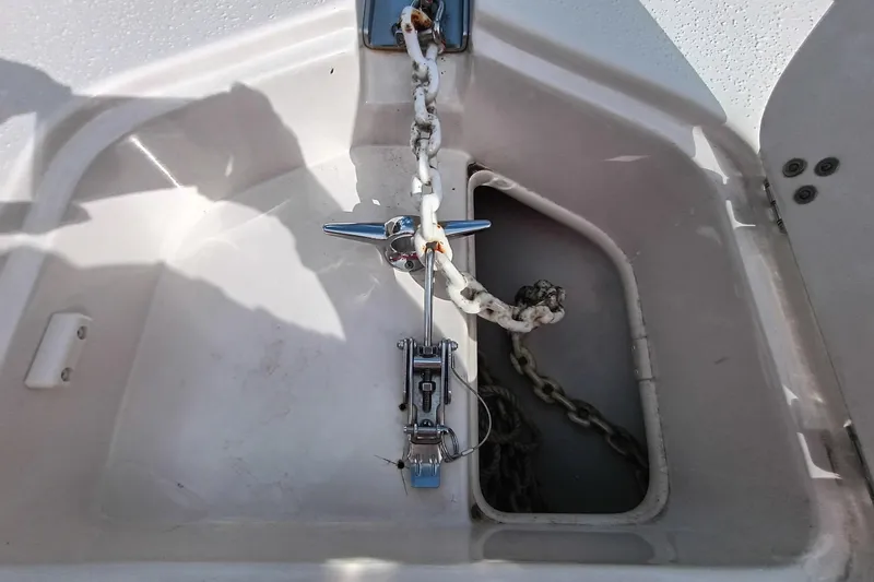Slide: The Image of Anchor chain compartment on 2024 Sea Chaser 24 HFC boat, featuring secure storage. - 47