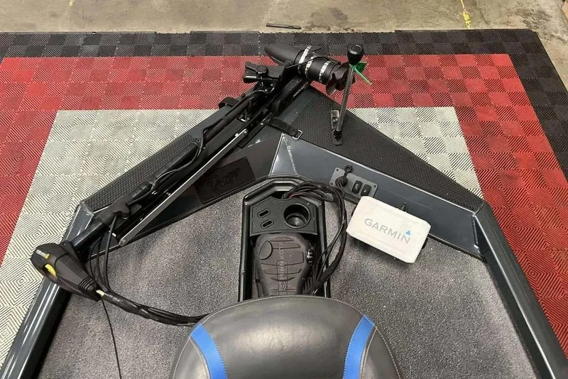 Slide: The Image of 2022 Ranger RT178 boat deck with Garmin device and fishing equipment. - 8