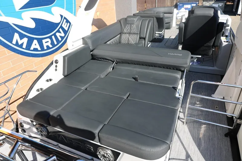Slide: The Image of Luxurious seating on the 2026 Harris Grand Mariner 250 with intricate geometric patterns. - 19