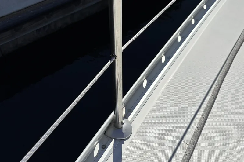 Slide: The Image of Close-up of Beneteau Oceanis 400 yacht deck railing, 1997 model. - 8
