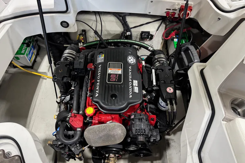 Slide: The Image of Engine compartment of a 2007 Cobalt 232 boat with Volvo Penta 8.1 Gi engine. - 13