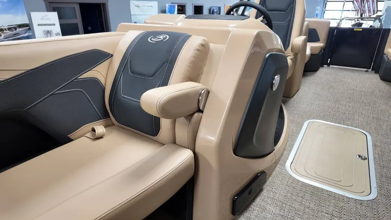 Slide: The Image of Interior of 2026 Barletta Cabrio 22QC with beige leather seating. - 15