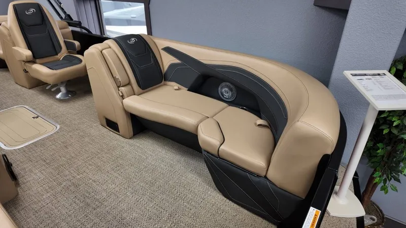 Slide: The Image of Interior of 2026 Barletta Cabrio 22QC with luxurious seating. - 17