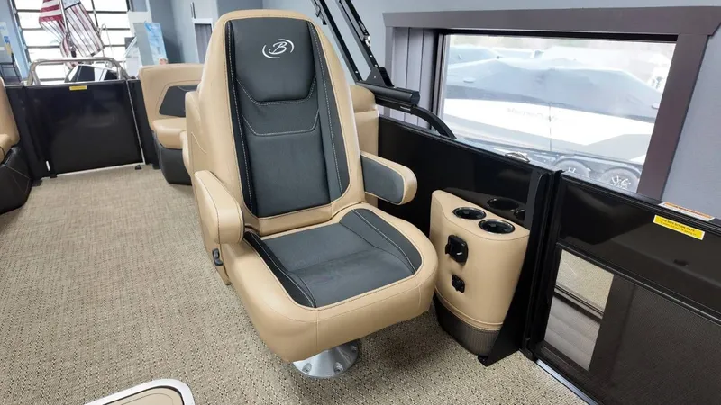 Slide: The Image of Interior of 2026 Barletta Cabrio 22QC with beige seating. - 30