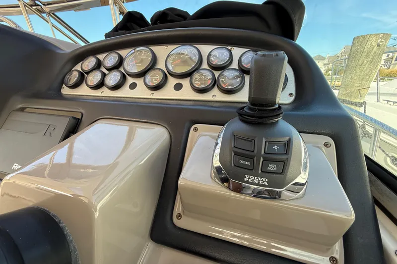 Slide: The Image of Control panel of 2008 Cruisers Yachts 420 Express with Volvo Penta joystick. - 23