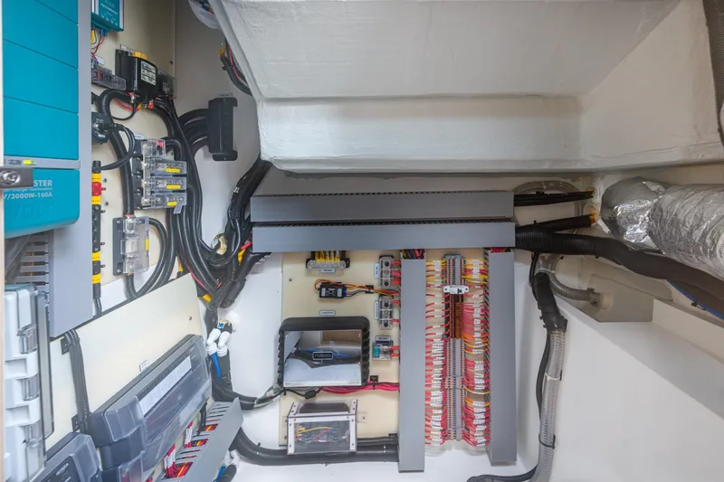 Slide: The Image of Electrical system of 2023 Aquila 32 Power Cat, showcasing wiring and components. - 34